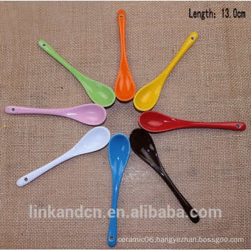 Haonai Colorful long ceramic spoon, ceramic coffee spoon